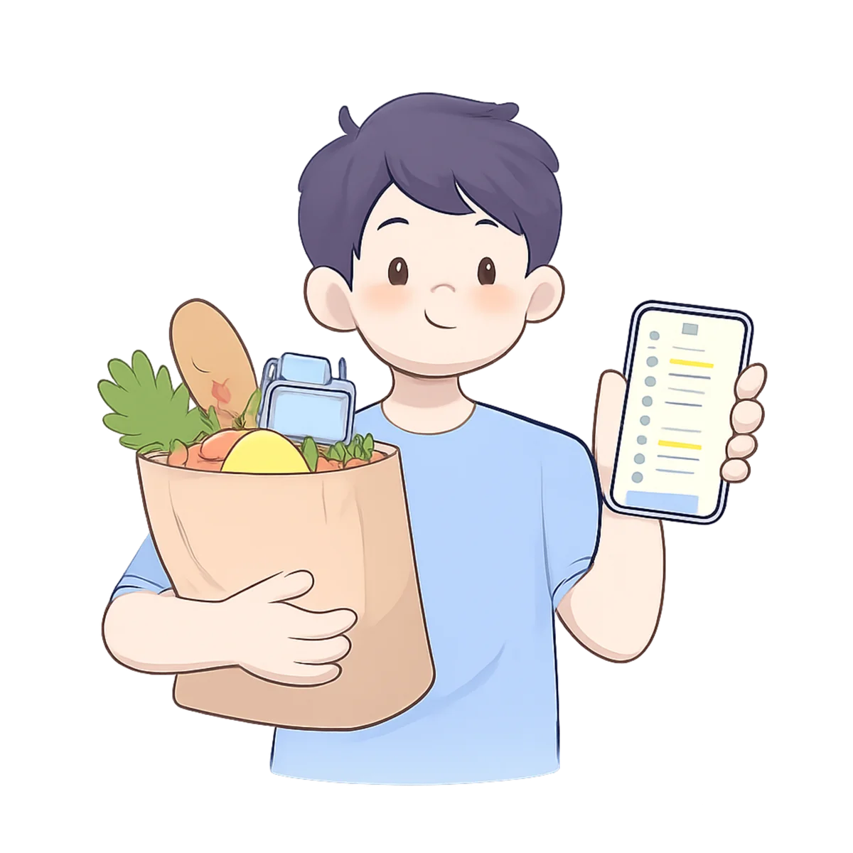 買い物チェックリストを確認するイメージ