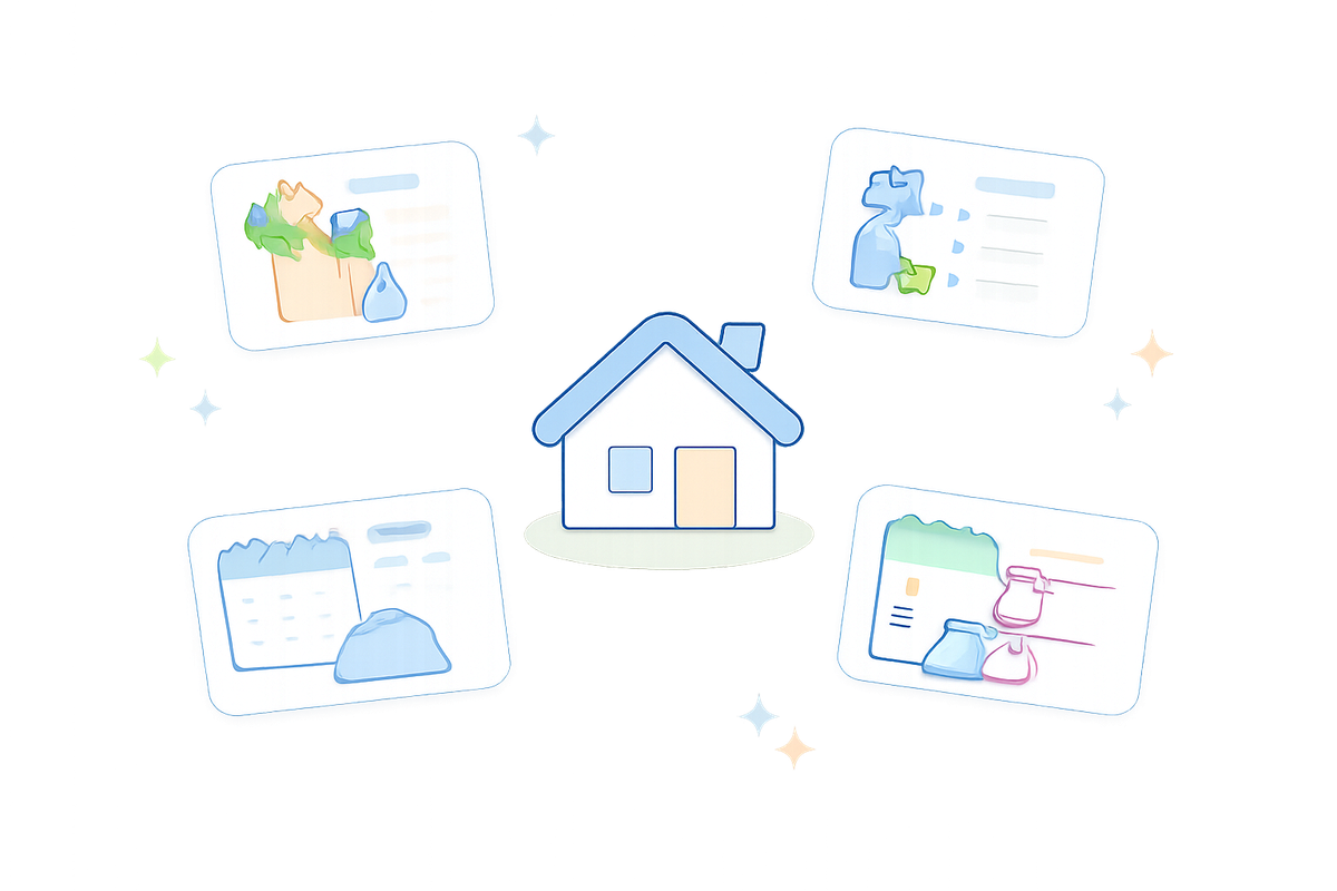 家のルーティンを支えるアプリ群のイメージ